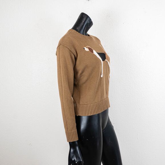 Lauren Ralph Lauren Instarsia-Knit Beagle Cotton Jumper Sweater brown M - Picture 6 of 10